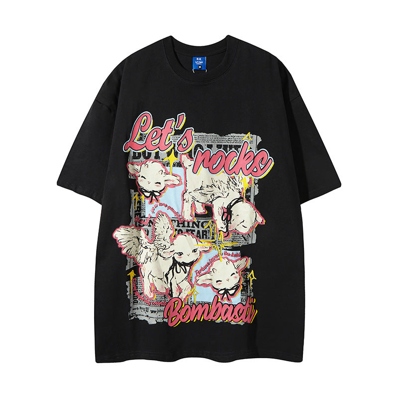 Nyc 1990 Shirt Retro Washing T-Shirt Men's Loose Casual Old Men's Short Sleeve T-Shirt