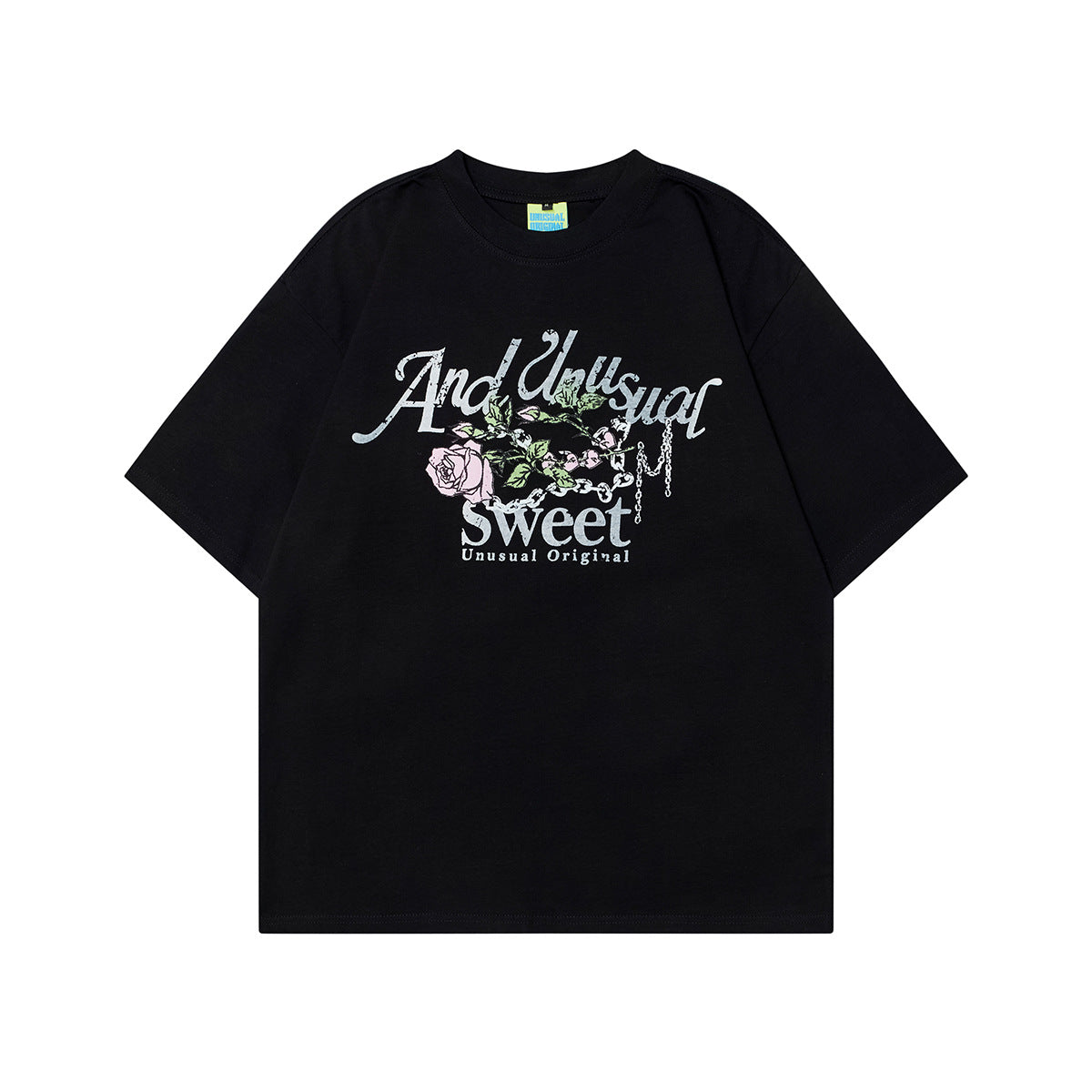 Unisex T-shirts Summer Vintage Rose Letter Men's Loose Short Sleeve T-Shirt