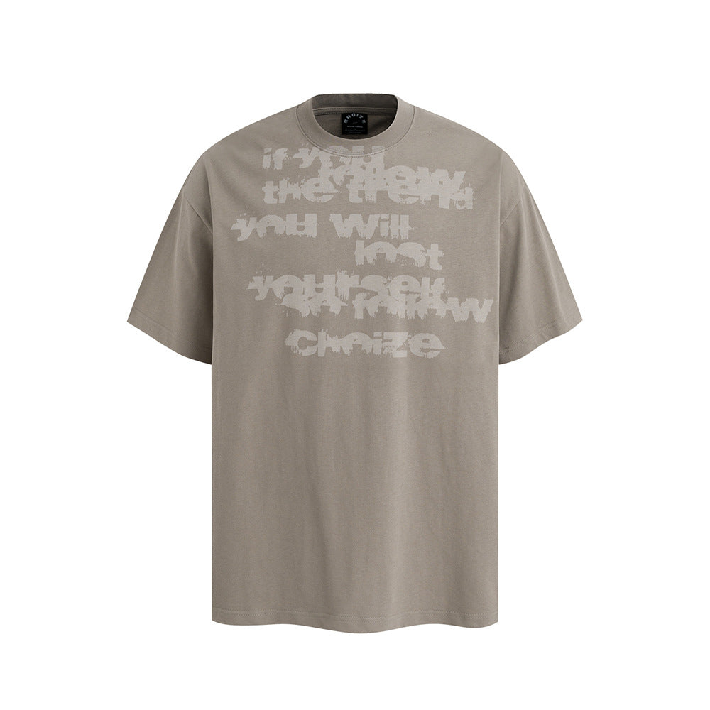 Nostalgia T Shirts Vintage Washed Old Alphabet Short Sleeve T-Shirts