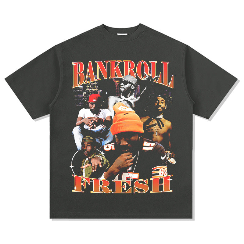 Outfit streetwear vintage hip hop Bankroll print short sleeve t-shirt