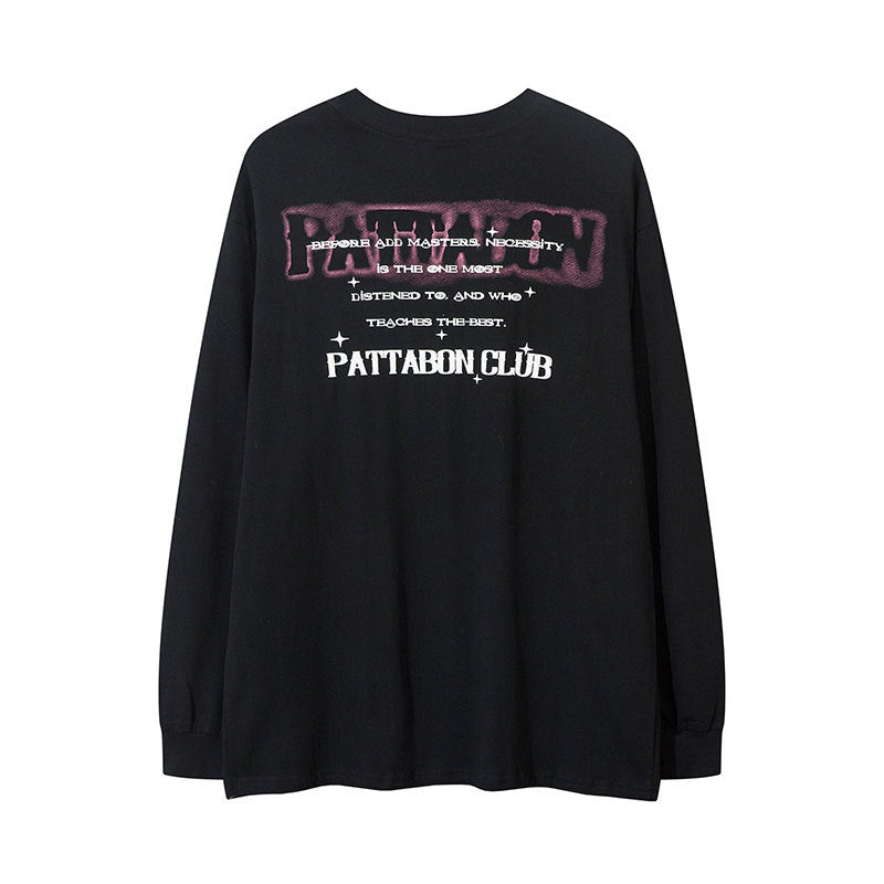 Marcas De Streetwea Letter Necklace Long Sleeve T-Shirt Spring and Autumn Oversize
