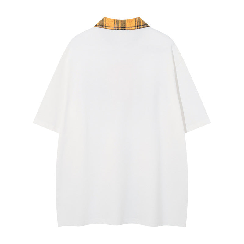Y2K mens shirt loose letter short sleeve top