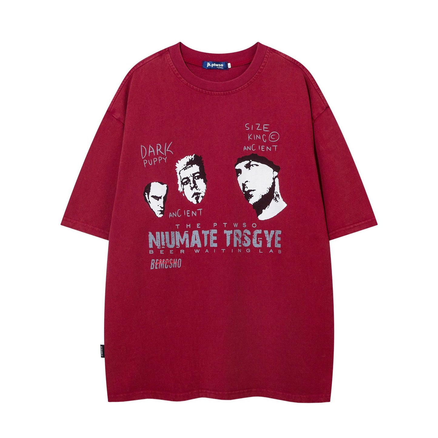 1990 Fashion T-Shirt Vintage Washed T-Shirt Summer Character Print Short Sleeve