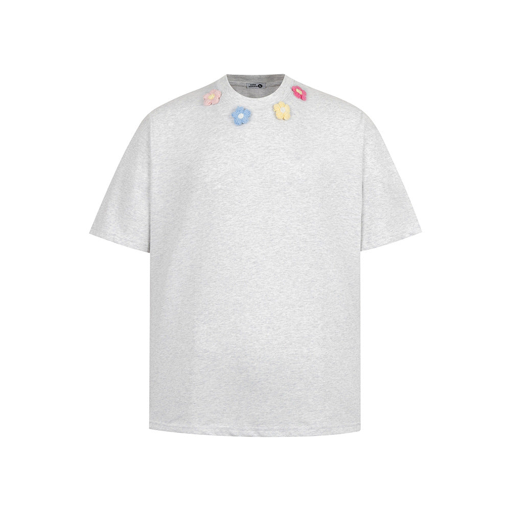Vintage Usa Shirt Vintage Embroidered Floral Necklace Short Sleeve T-Shirt