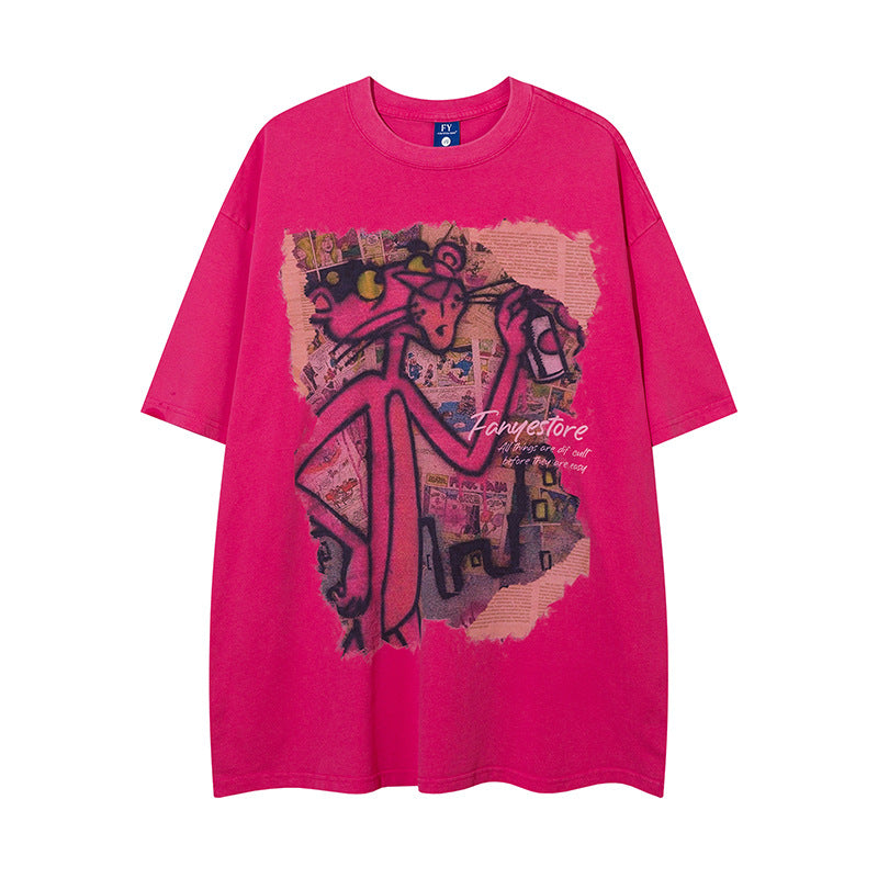 Vintage Tišö Rt Vintage Fun Cartoon Print Short Sleeve T-Shirt