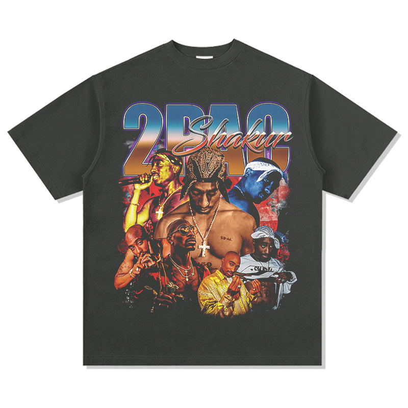 New york hip hop shop vintage hip hop tupac print short sleeve t-shirt