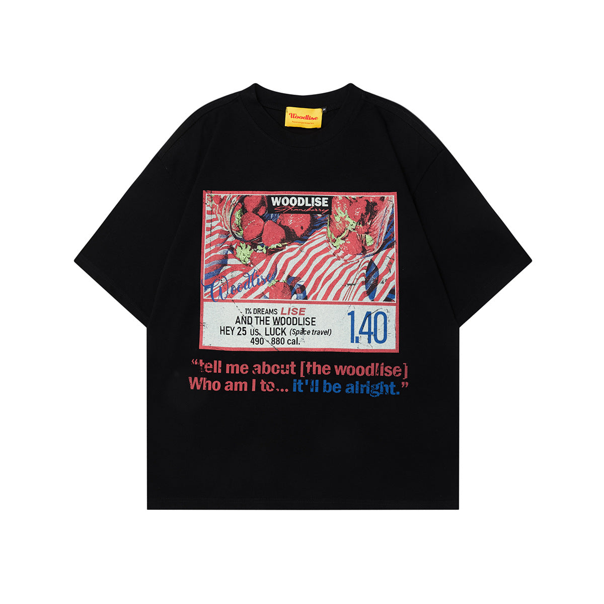 90s West Coast Hip Hop Fashion T Shirts Strawberry Print Half Sleeve Top