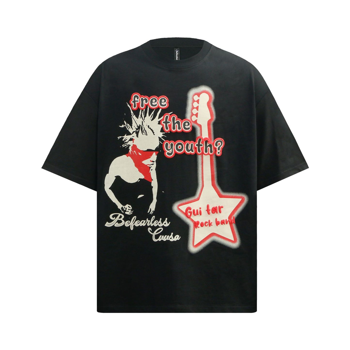 80s And 90s Vintage T Shirts Guitar Short Sleeve Summer Men's and Women's Loose Top