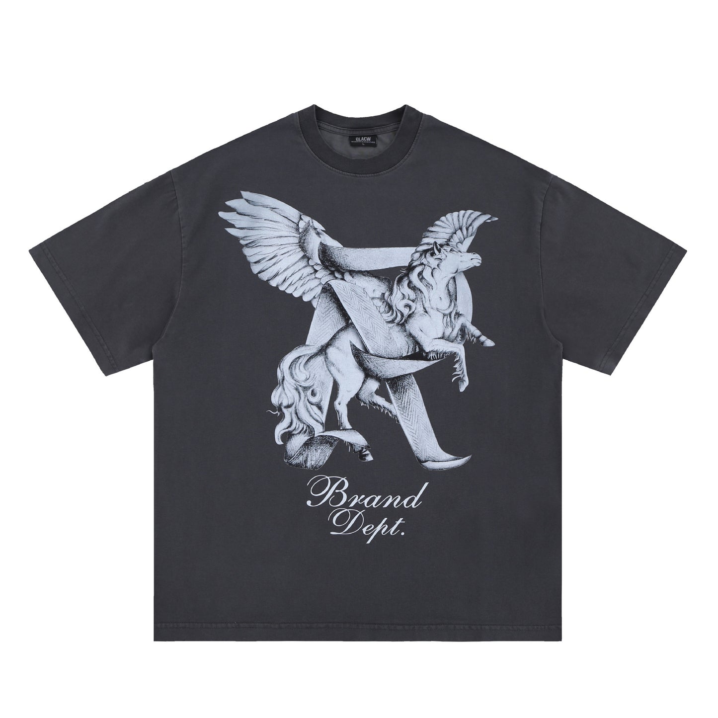 Vintage College Shirts Pegasus Print Summer Short Sleeve T-Shirt