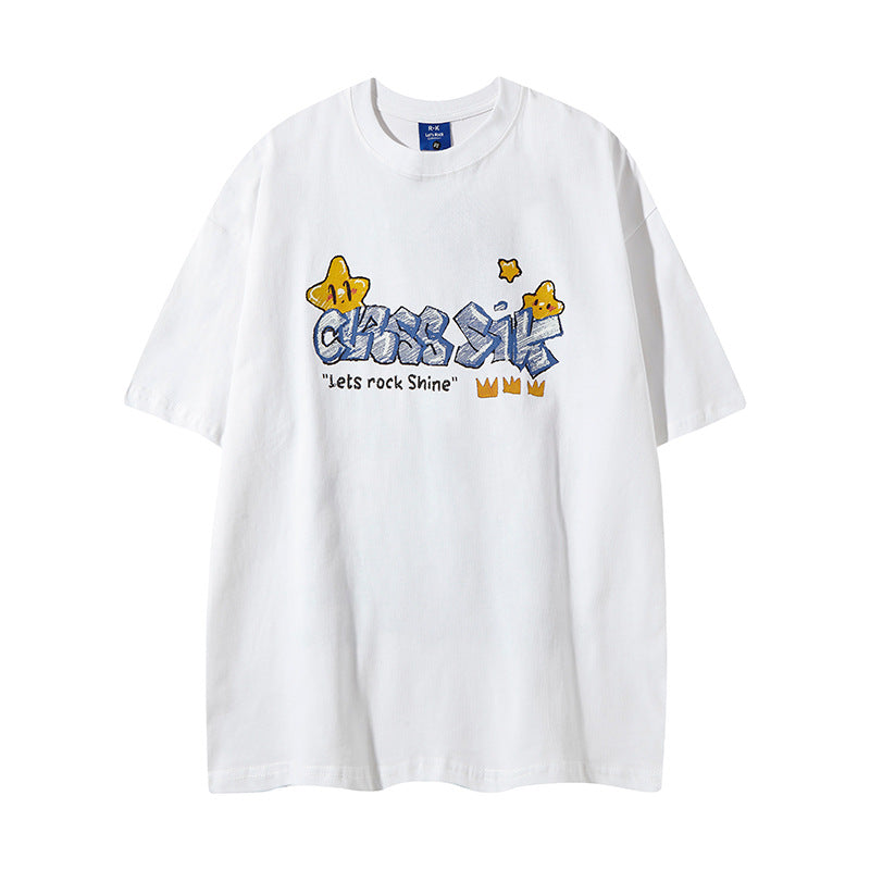 Nyc 1990 Shirt Vintage Alphabet Embroidered Short Sleeve T-Shirt