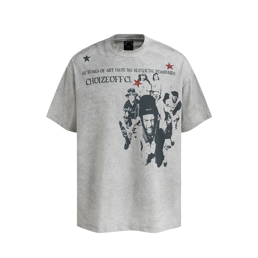 Nostalgia T Shirts Vintage Portrait Print Short Sleeve T-Shirt