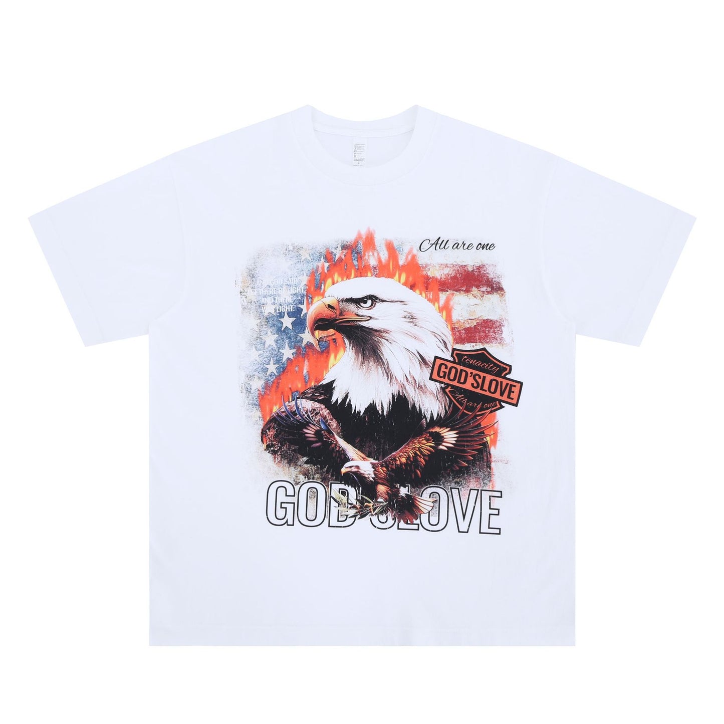 Vintage College Shirts Eagle Letter Print Summer Short Sleeve T-Shirt