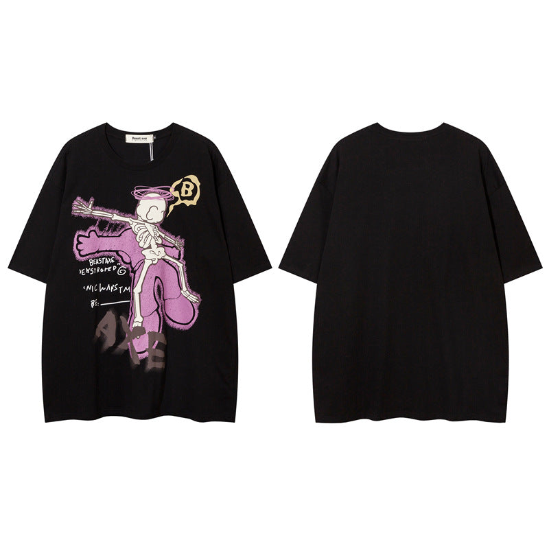 Y2K mens shirt skull foam print short-sleeved T-shirt