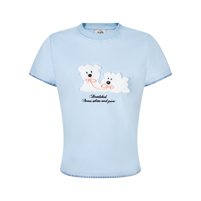 Casual Street Wear Embroidered Short Sleeve T-Shirt