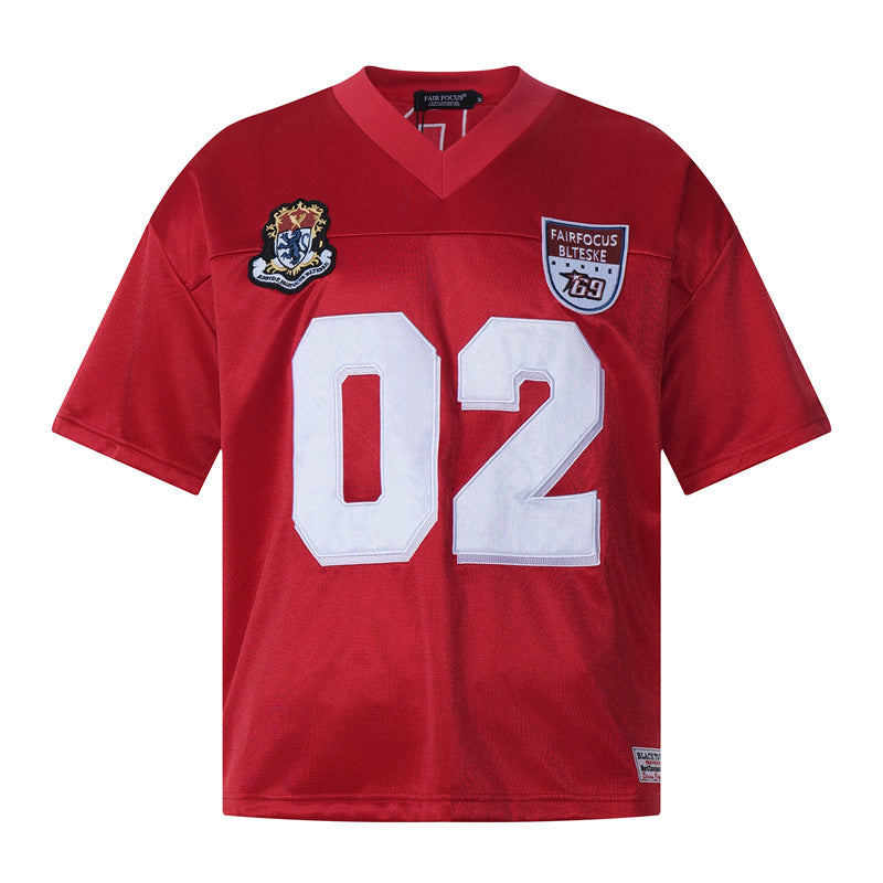 Hip Hop Shirts For Boys Hip Hop Rugby Shirt Printed Short Sleeve T-Shirt Loose, T-Shirt