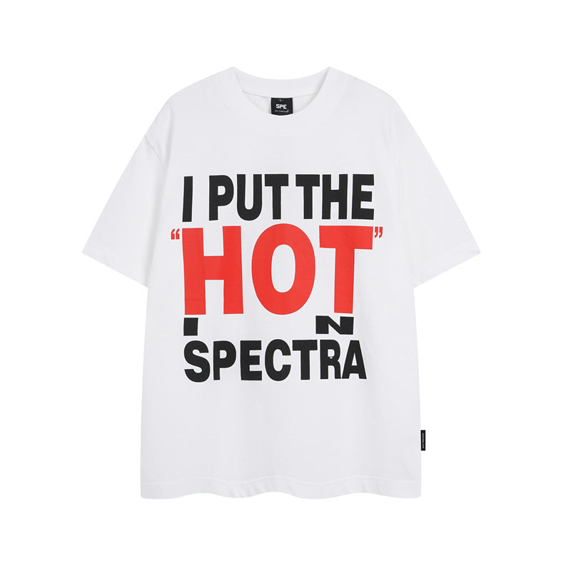 Y2K mens shirt washed heavy spray painted letters hip hop retro loose T-shirt
