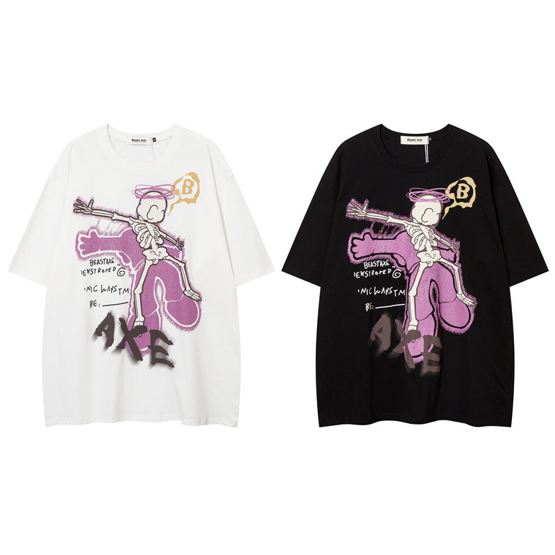 Y2K mens shirt skull foam print short-sleeved T-shirt