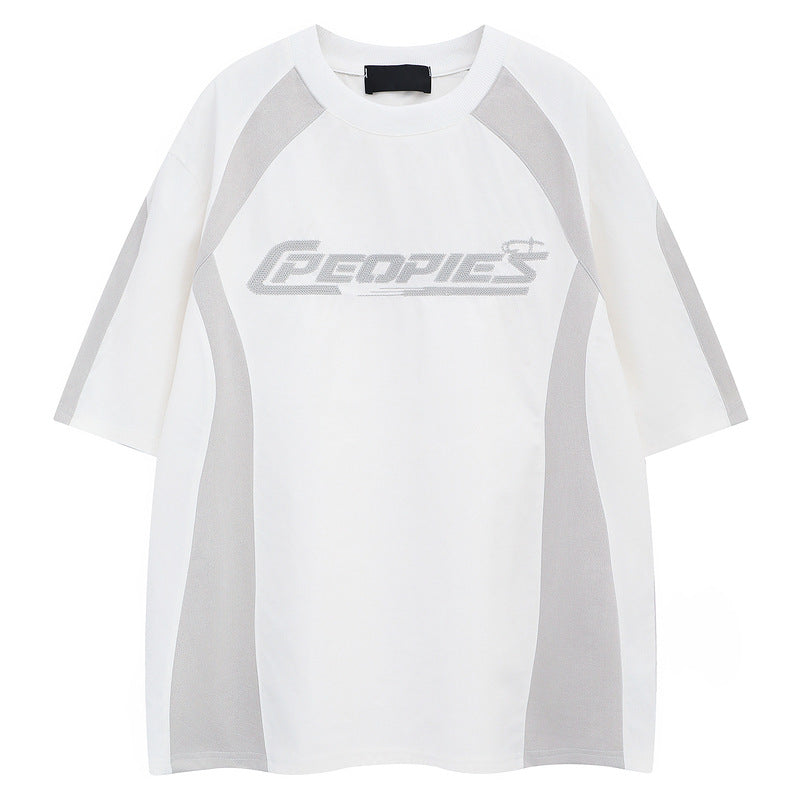 Racing oversized t shirt racing style retro alphabet short sleeve t-shirt