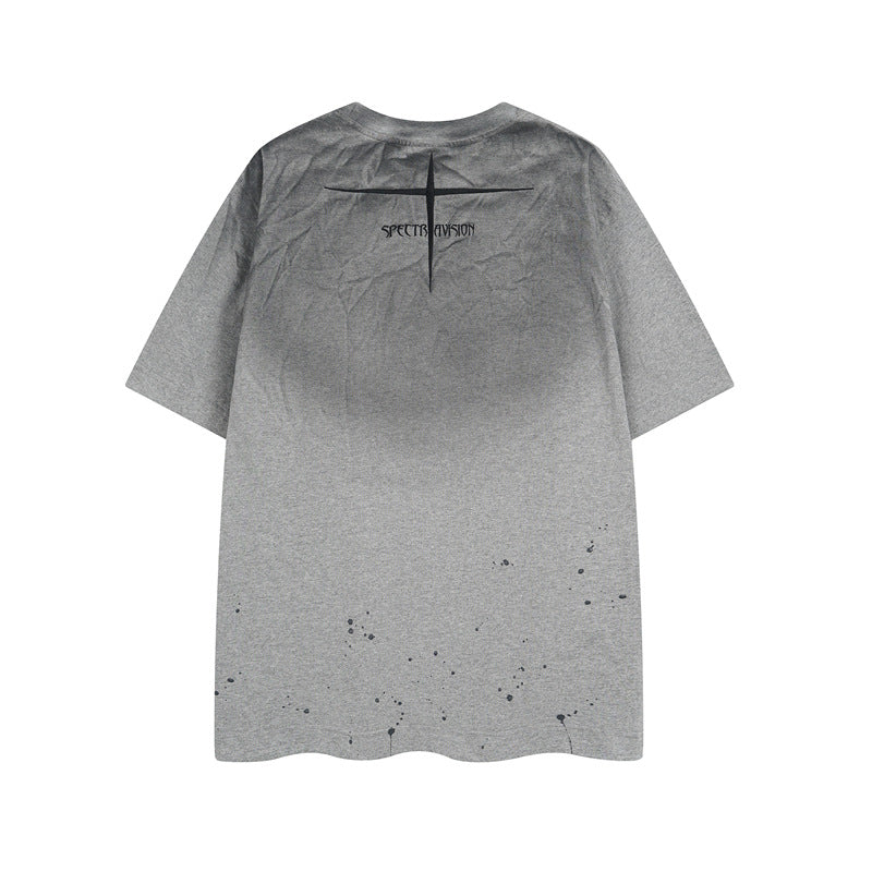 Y2K mens shirt old loose vintage washed short sleeve T-shirt