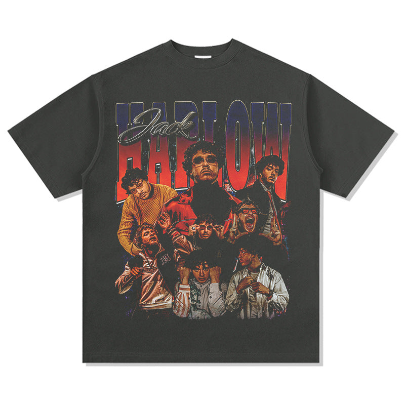 Marcas streetwear usa hip hop jack harlow print short sleeve t-shirt