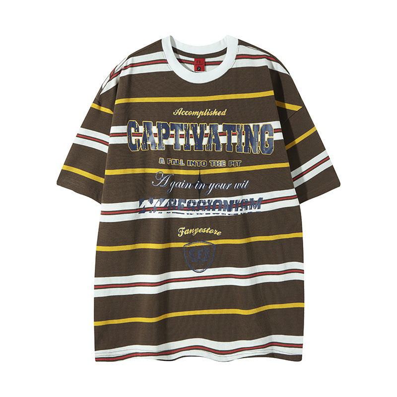 Y2K mens shirt short sleeve t-shirt loose casual