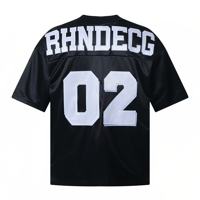 Hip Hop Shirts For Boys Hip Hop Rugby Shirt Printed Short Sleeve T-Shirt Loose, T-Shirt