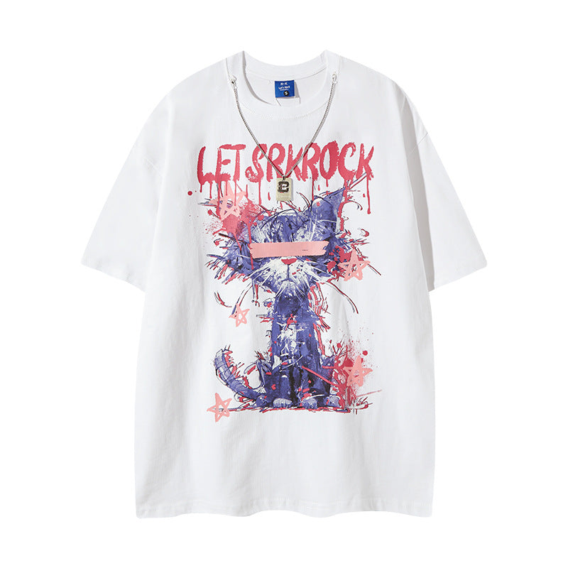 Nyc 1990 Shirt Summer Loose Playing Card Print T-Shirt