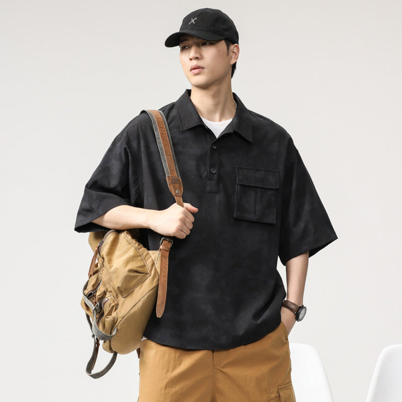 Mens T-shirts Summer Pocket Print Short Sleeves