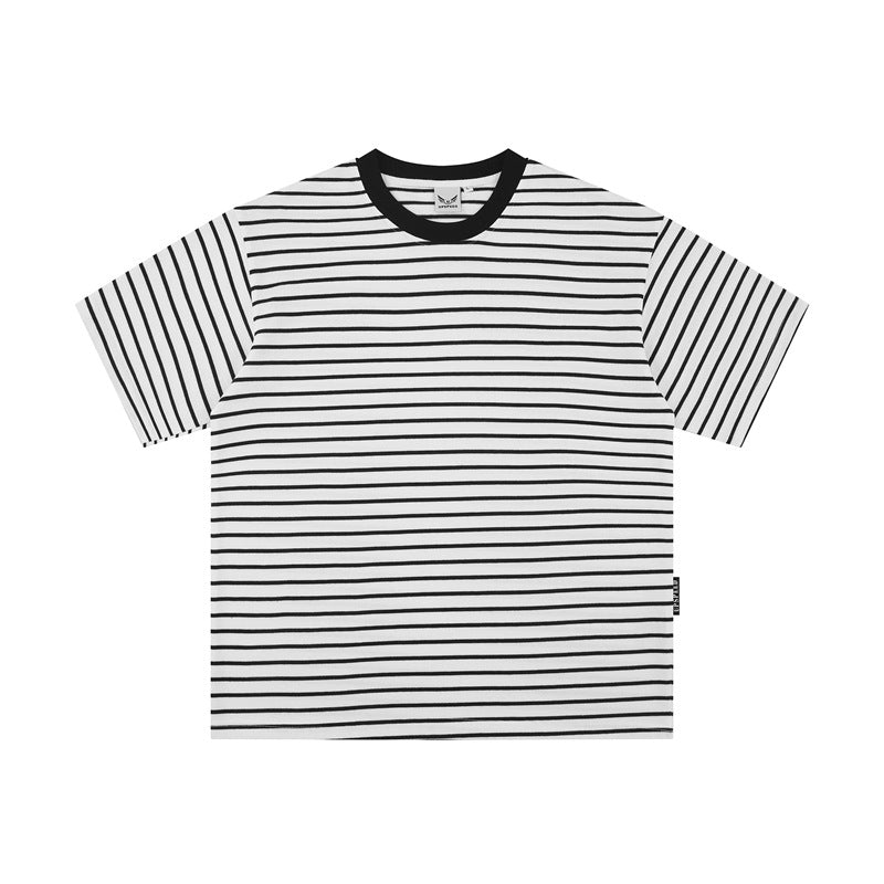 Hip Hop Shirts For Boys Black & White Striped Short Sleeve T-Shirt