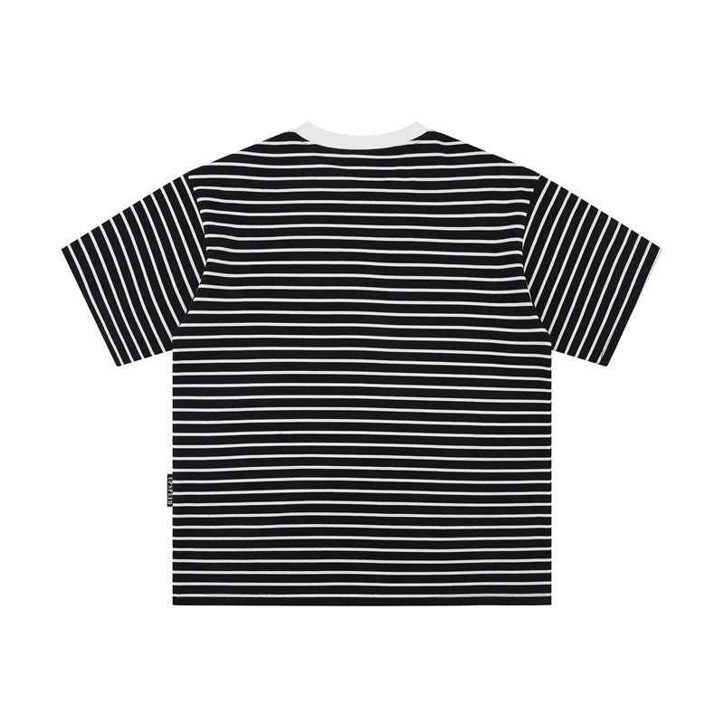 Hip Hop Shirts For Boys Black & White Striped Short Sleeve T-Shirt