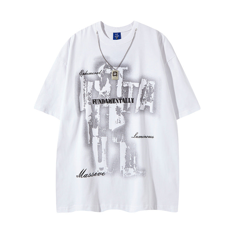 Nyc 1990 Shirt Vintage Necklace Letter Print Short Sleeve T-Shirt