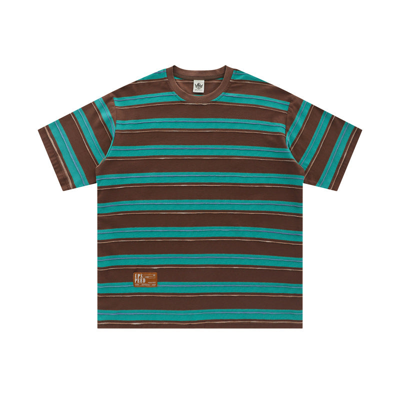 Camisas Retros Vintage Striped Short Sleeve T-Shirt
