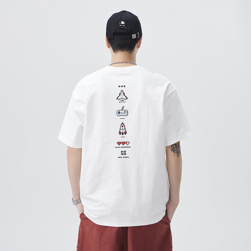 Men T-shirts Summer Short Sleeve Loose Printed Top