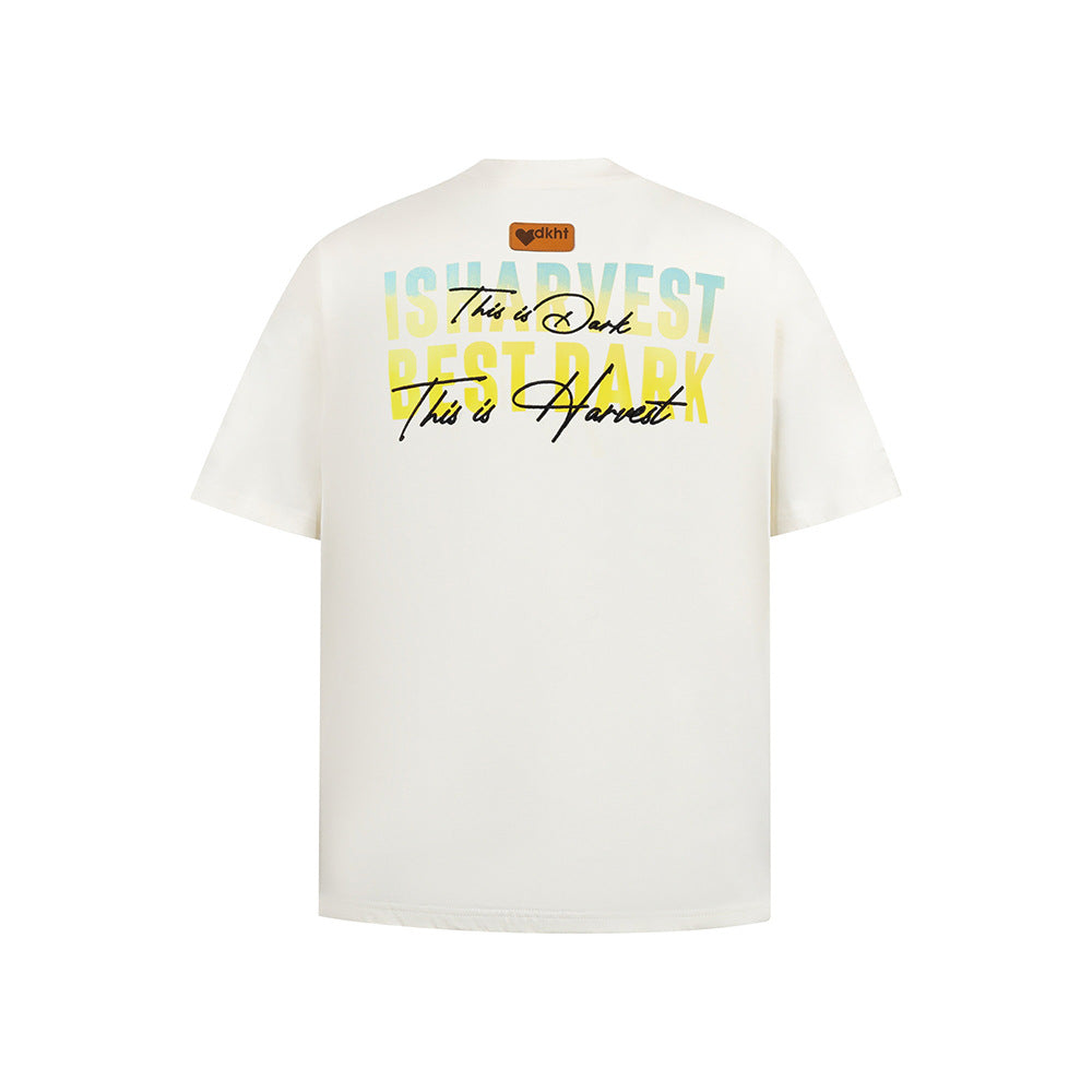 New York Hip Hop Style Vintage Short Sleeve T-Shirt Printed Letter Crew Neck