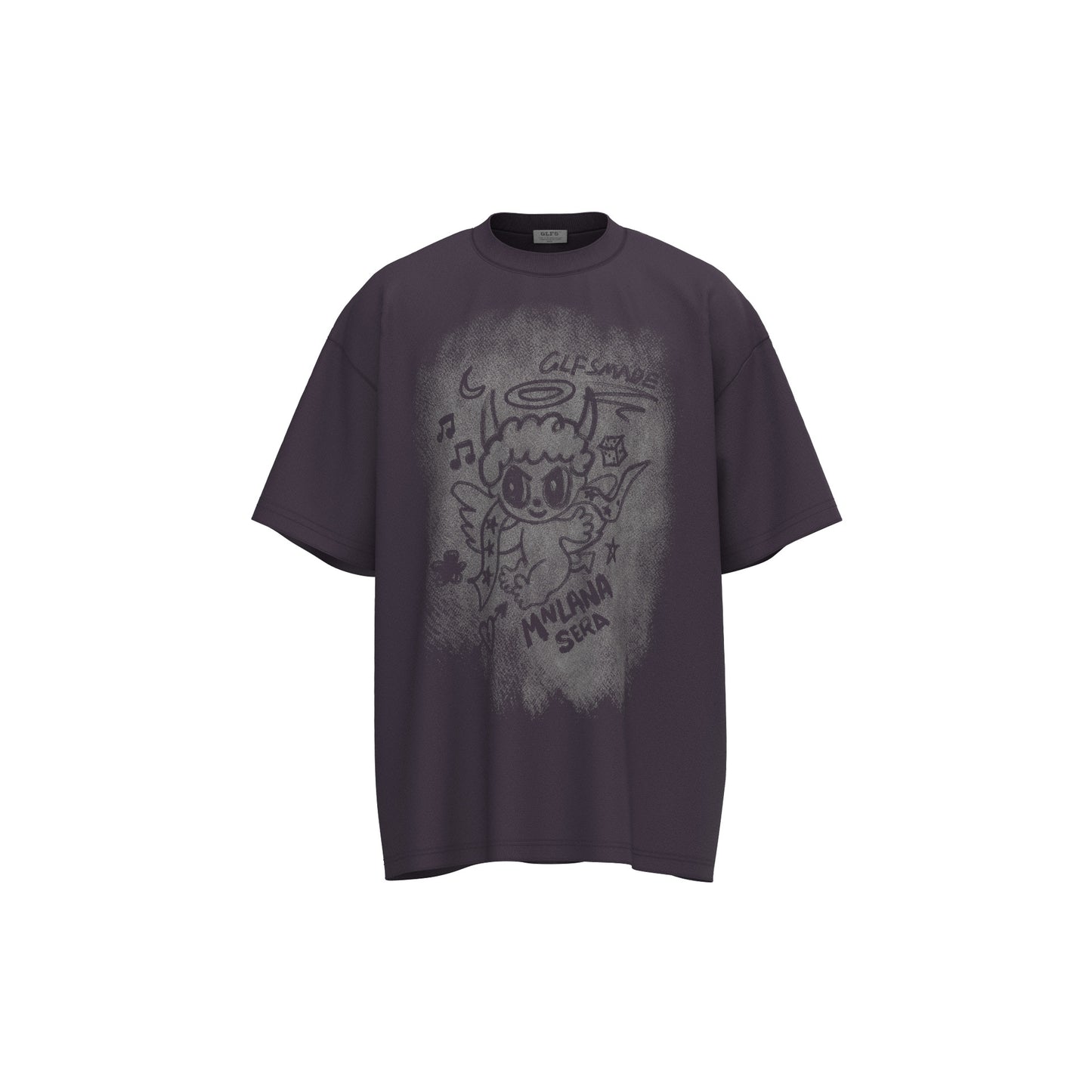 Unisex T-shirts Summer Cartoon Angel Men's Loose Crew Neck Short Sleeve T-Shirt