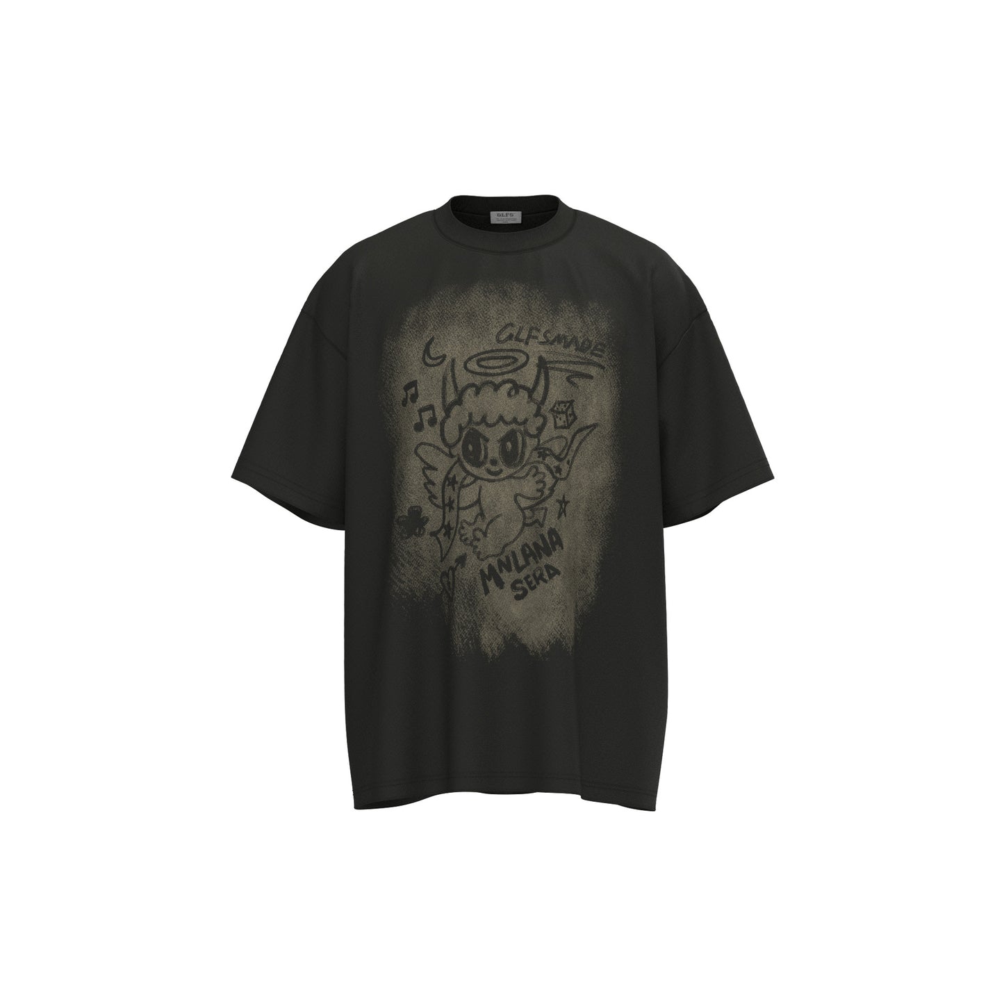 Unisex T-shirts Summer Cartoon Angel Men's Loose Crew Neck Short Sleeve T-Shirt
