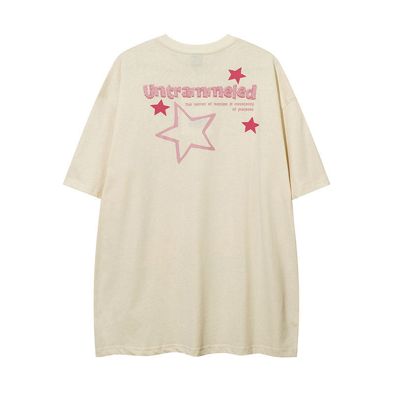 Vintage Tišö Rt Panda Little Star Print Short Sleeve T-Shirt