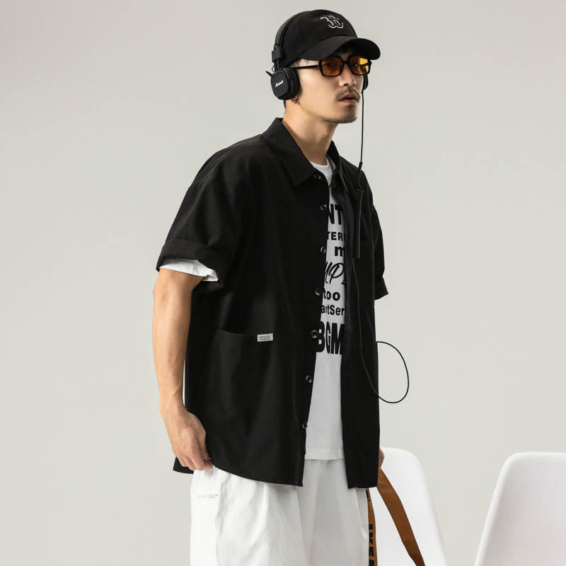 Men T-shirts Short Sleeve Shirt Summer Loose Vintage Top