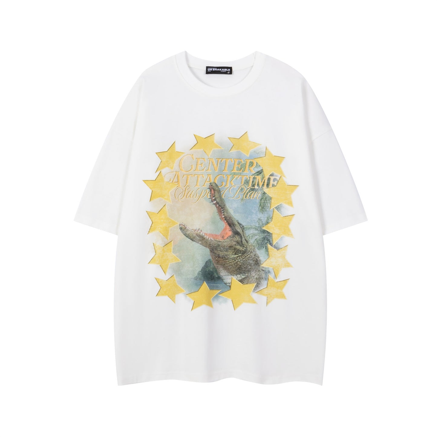 Vintage tarz t shirt vintage alligator print short sleeve t-shirt