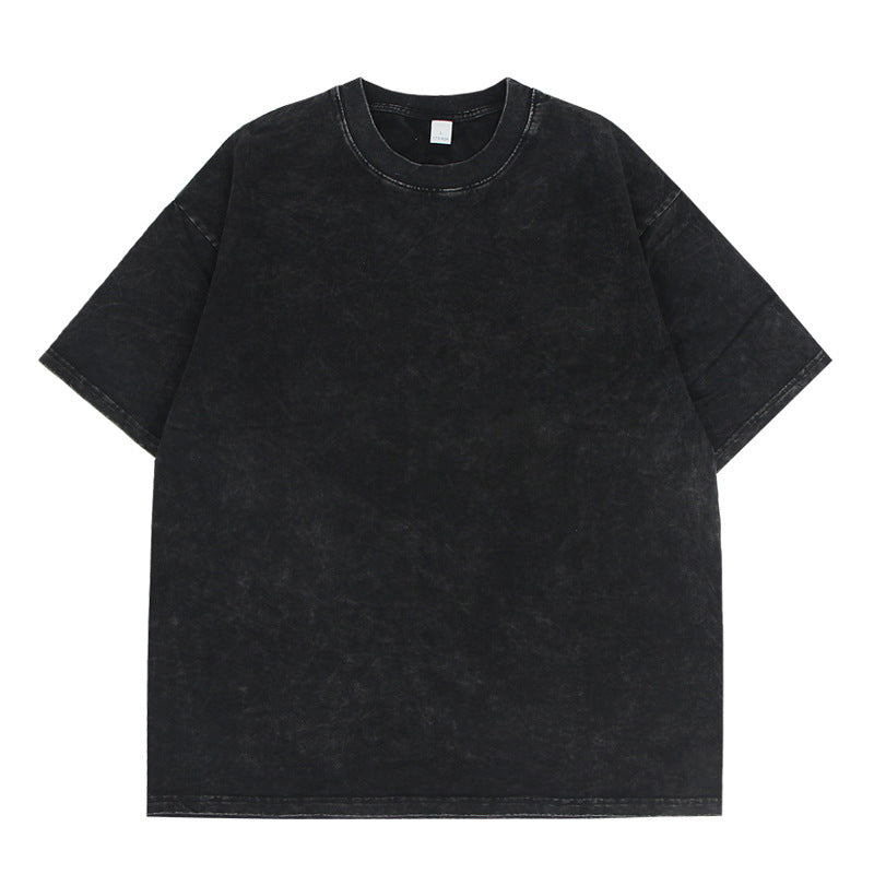 Vintage T Shirts Hip Hop Wash Old Short Sleeve T-Shirt Loose Vintage Oversize