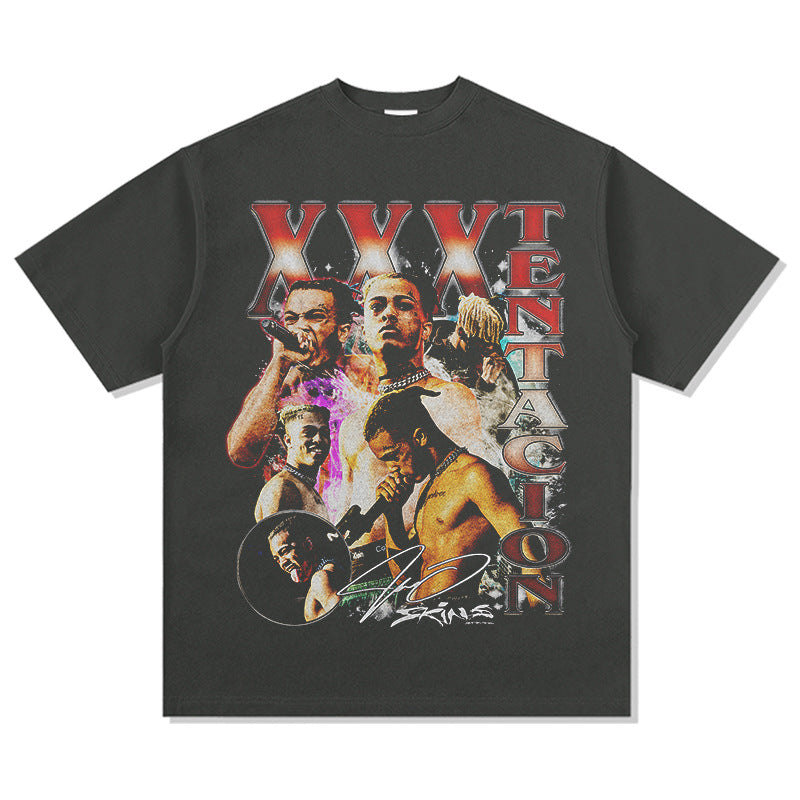 Marcas streetwear usa vintage hip hop XXX print short sleeve t-shirt hundred