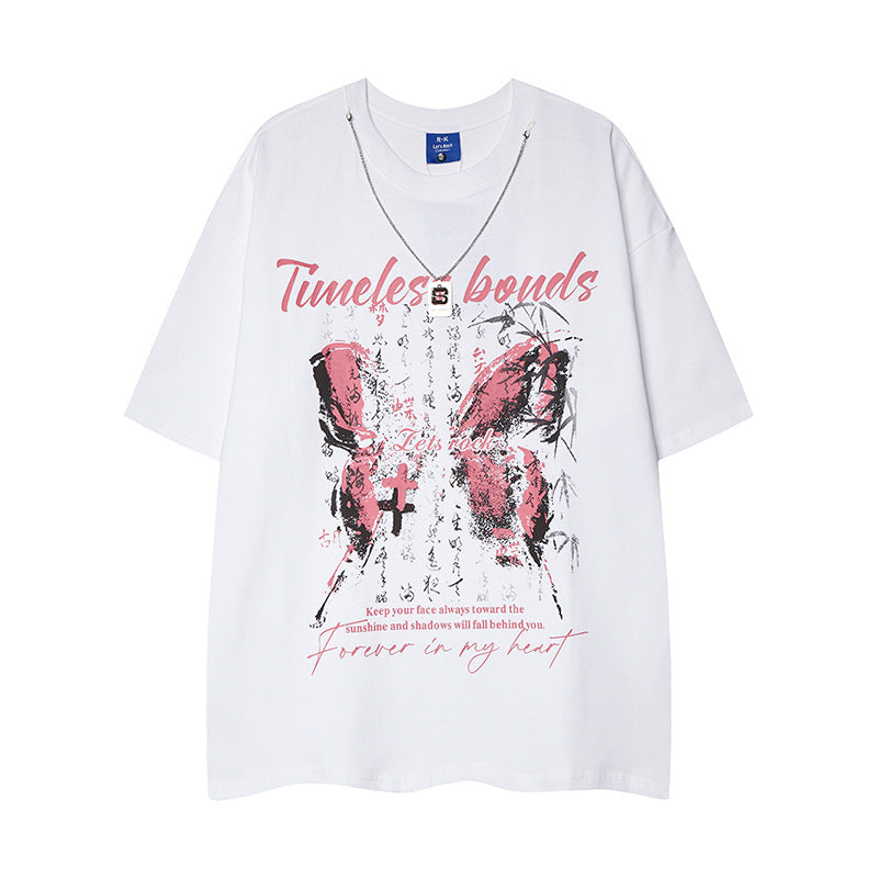 Nyc 1990 Shirt oversize Butterfly Letter Print Short Sleeve Top