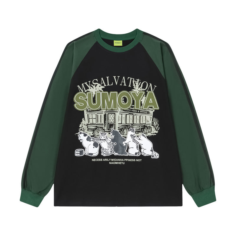 Vice streetwear vintage cat print long sleeve sweatshirt