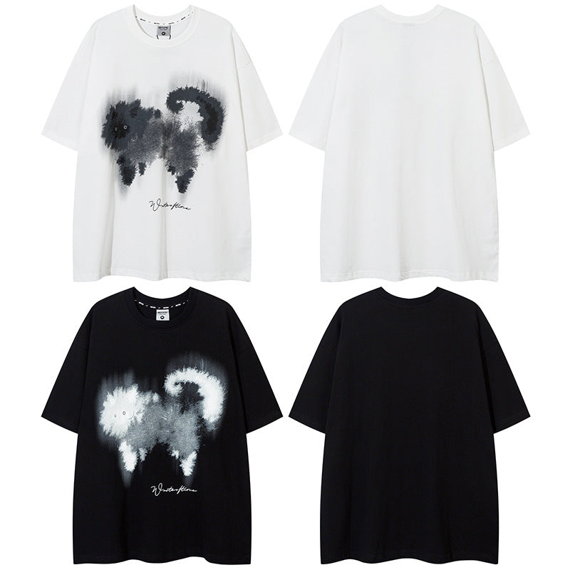 1990 Fashion T-Shirt Cat Print Short Sleeve