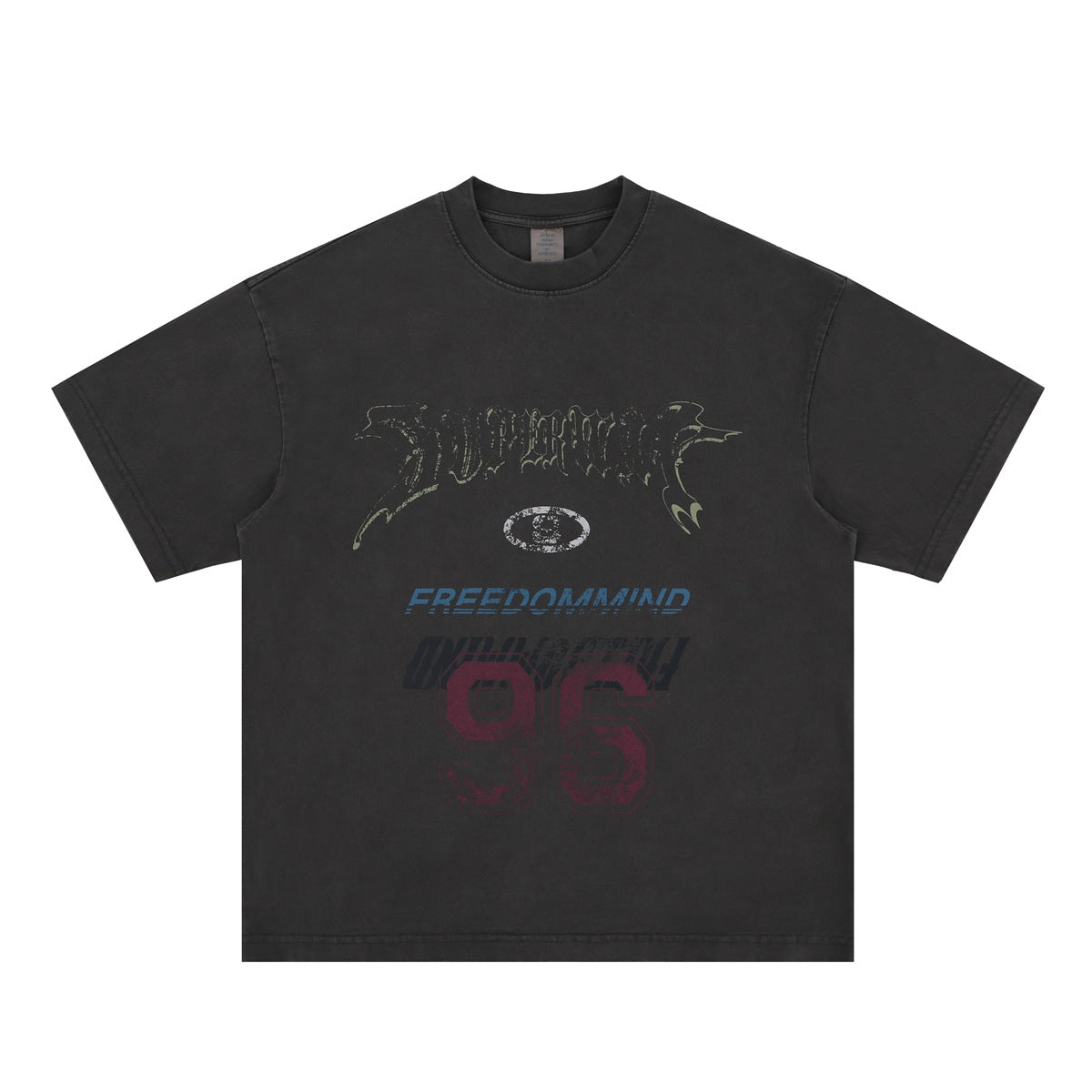 Vintage College Shirts Spring/Summer Vintage Digital 96 Printed Loose Short Sleeve T-Shirt