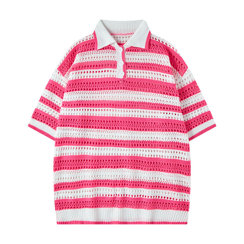 Nyc 1990 Shirt Vintage Colored Striped Knitted Sweater Casual Shirt Top