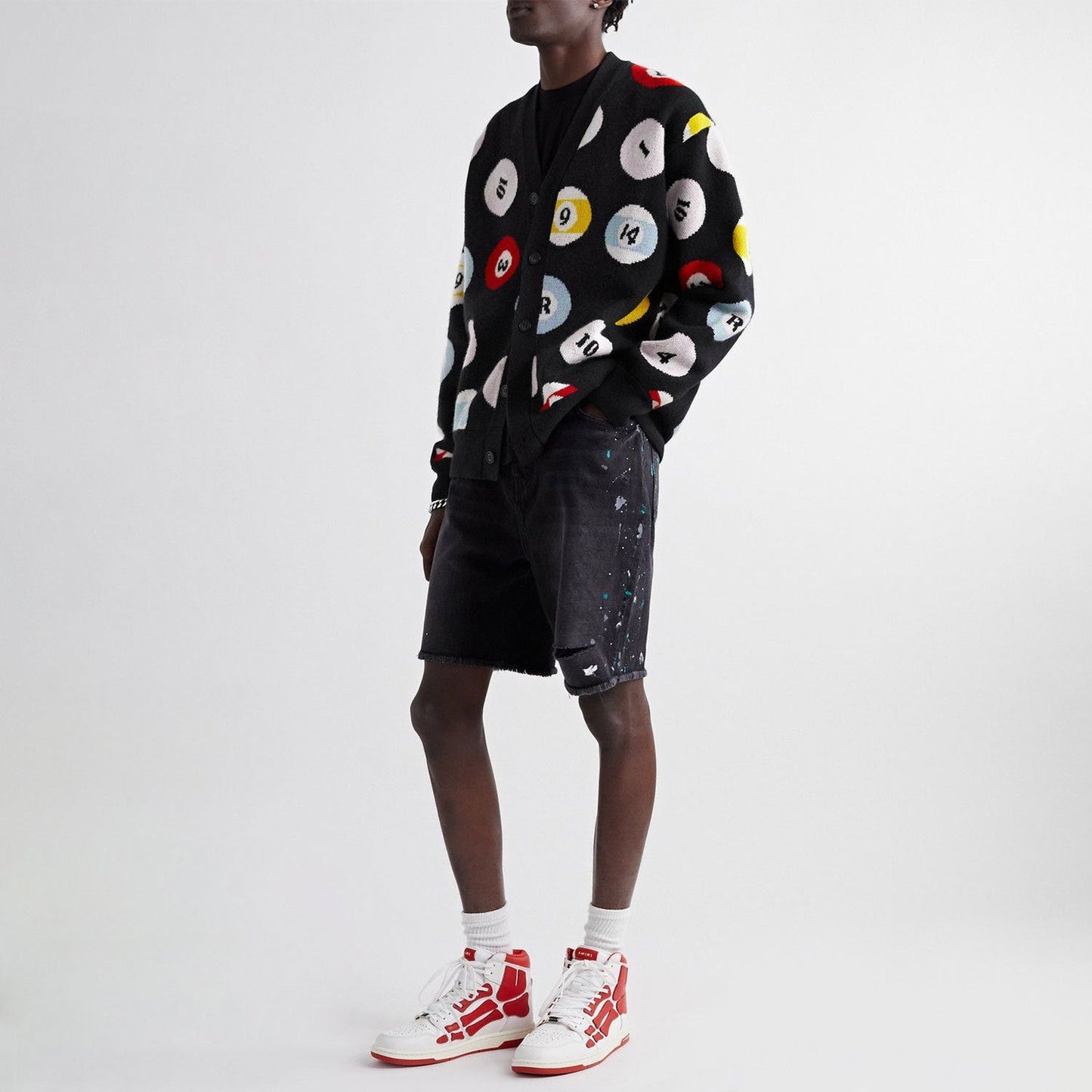 Amiri Sweatshirt Table Tennis Jacquard Wool Cardigan Sweater
