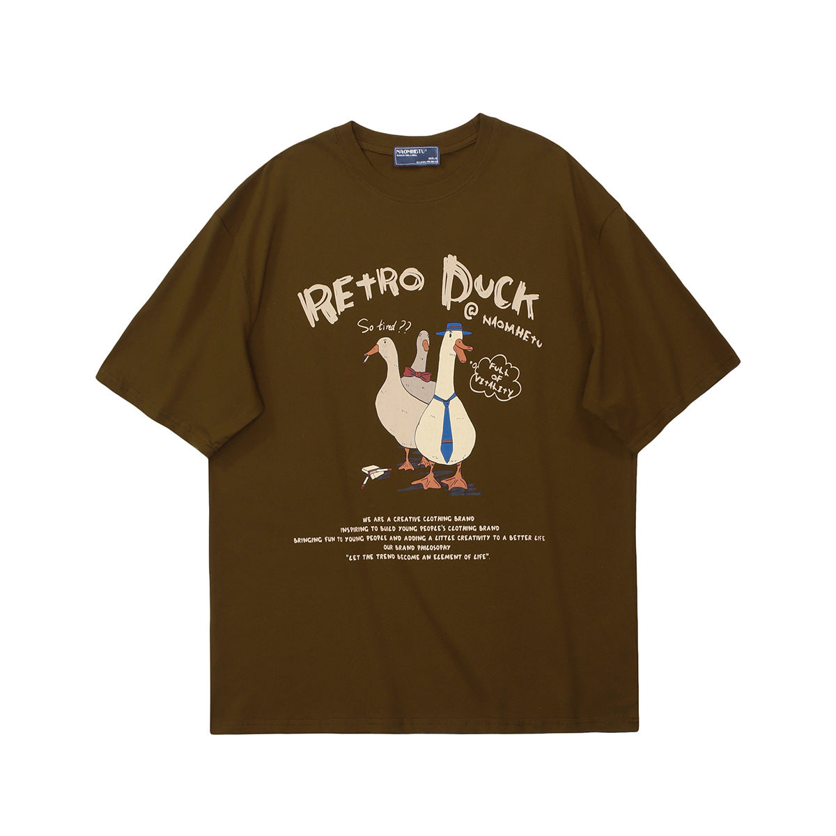 1990 Fashion T-Shirt Vintage Duck Print Summer Short Sleeve T-Shirt