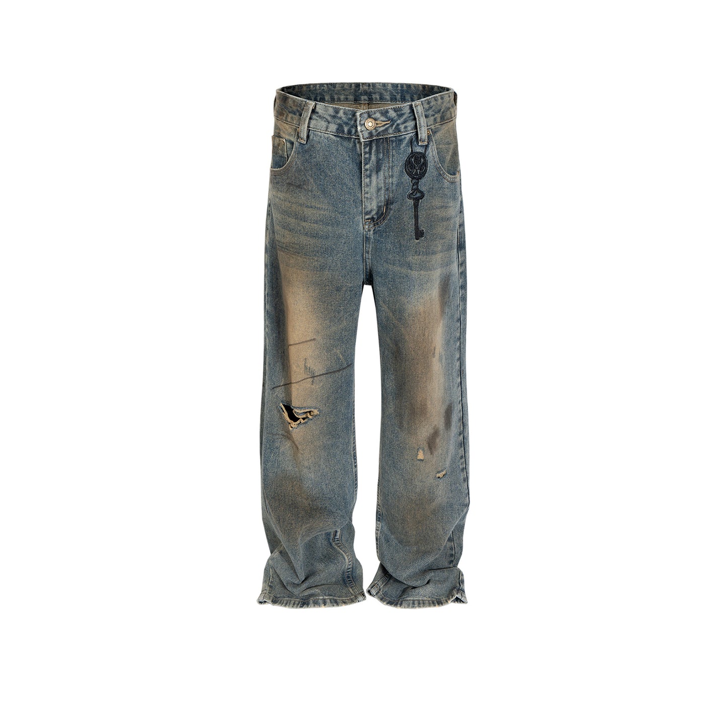 Rock Revival Jeans Embroidery Wash Old Trousers Ripped Jeans