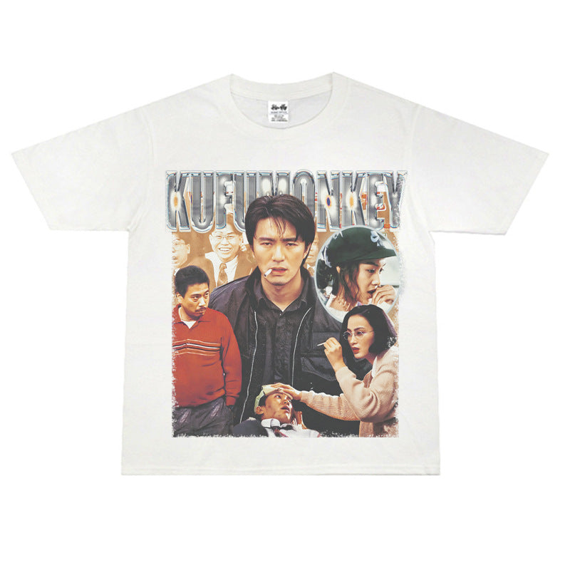 Film Star T Shirt Classic Movie Fight Back to School Cotton Short Sleeve Loose round Neck Retro T-shirt